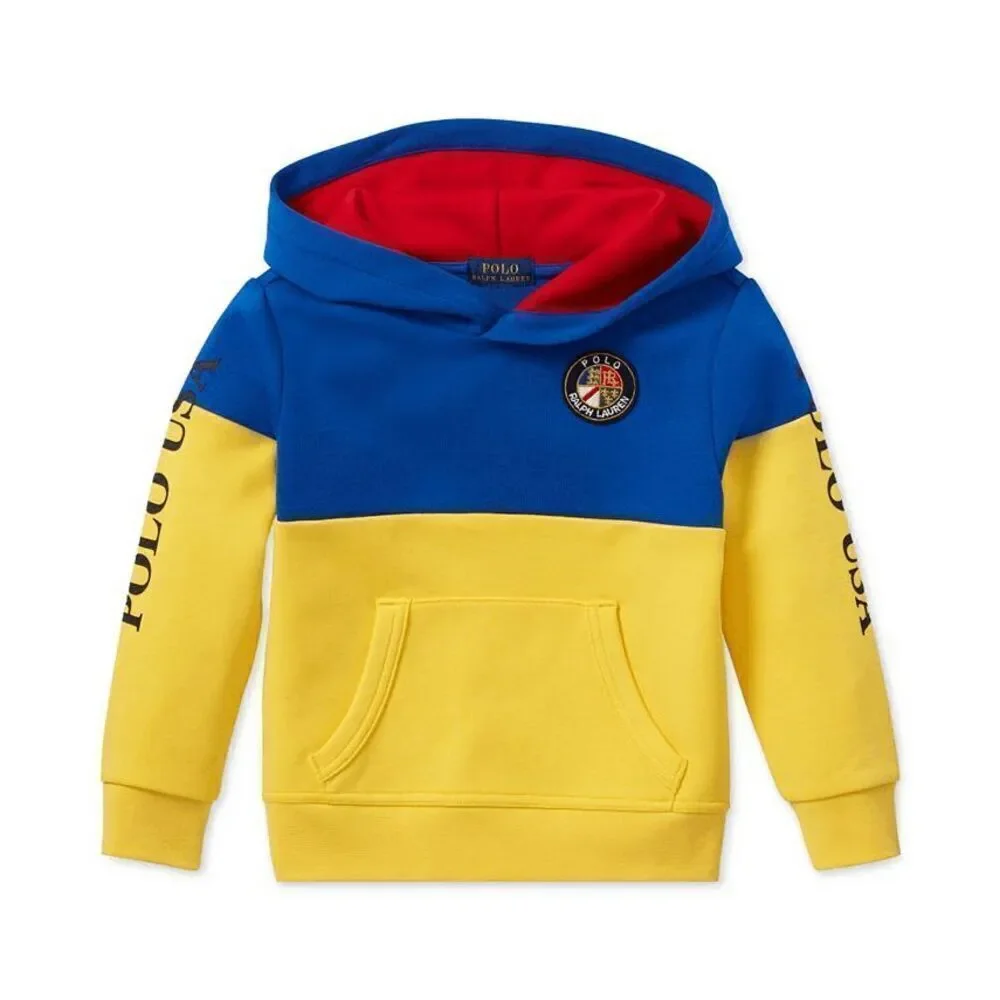 POLO Ralph Lauren Toddler Boys 3T Colorblock Blue Yellow Red Hoodie